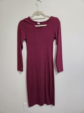 Women's Long Sleeve Bodycon Midi Dress in Wine